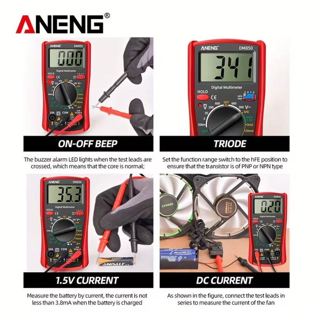 ANENG DM850 Auto Ranging Digital Multimeter AC/DC Voltage Current Ohm W/Battery - Picture 11 of 12